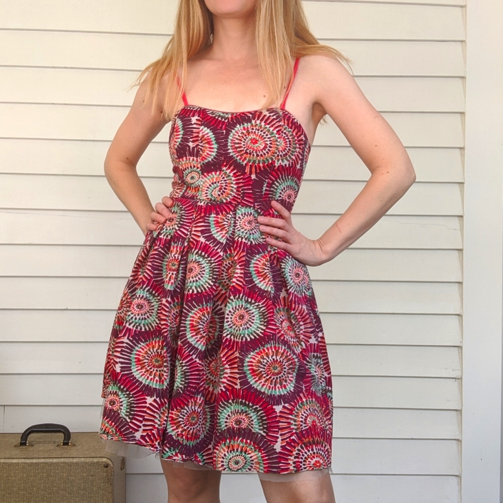 American Rag Abstract Floral Retro Mini Dress XS